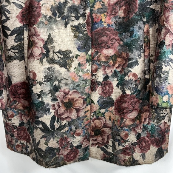 Fiorella Rubino floral print snap front coat with pockets Sz 8 - Picture 5 of 13